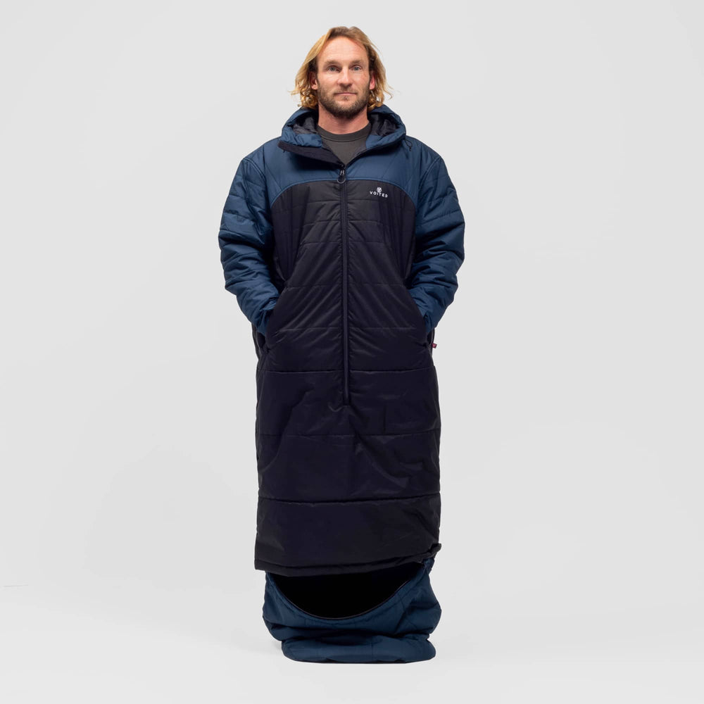 VOITED Premium Slumber Jacket for Camping, Vanlife & Indoor - Navy / Black / Navy